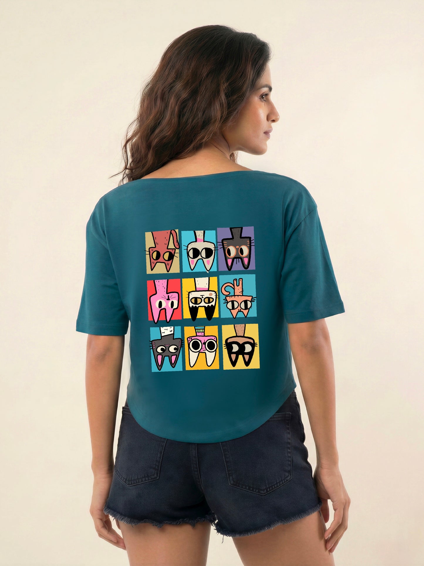 Cat Face Teal Blue