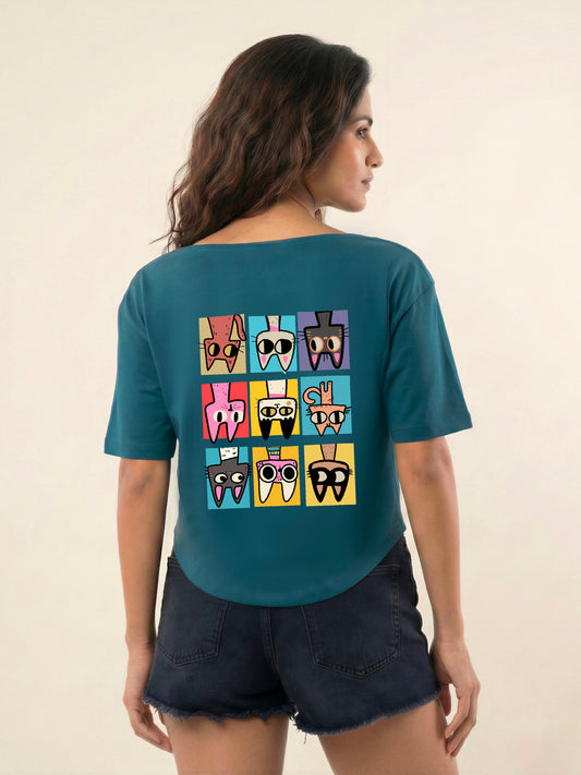 Cat Face Teal Blue